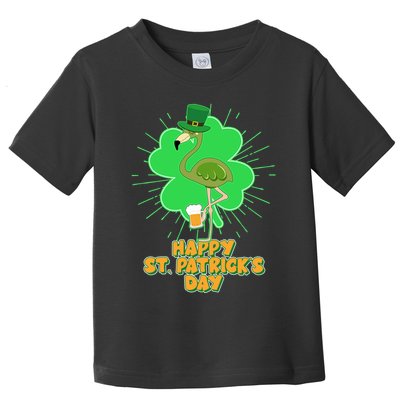 Cute St. Patrick's Day Flamingo With Beer Toddler T-Shirt