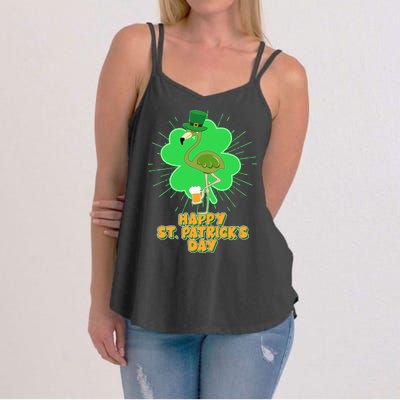 Cute St. Patrick's Day Flamingo With Beer Women's Strappy Tank