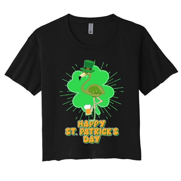 Cute St. Patrick's Day Flamingo With Beer Crop Top