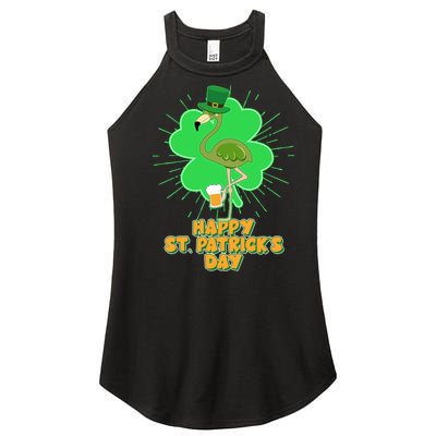 Cute St. Patrick's Day Flamingo With Beer Women's Perfect Tri Rocker Tank