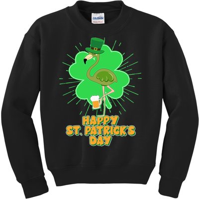 Cute St. Patrick's Day Flamingo With Beer Kids Sweatshirt