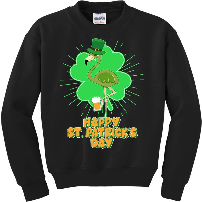 Cute St. Patrick's Day Flamingo With Beer Kids Sweatshirt