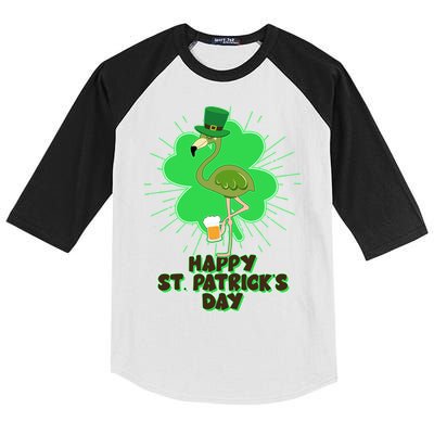 Cute St. Patrick's Day Flamingo With Beer Kids Colorblock Raglan Jersey
