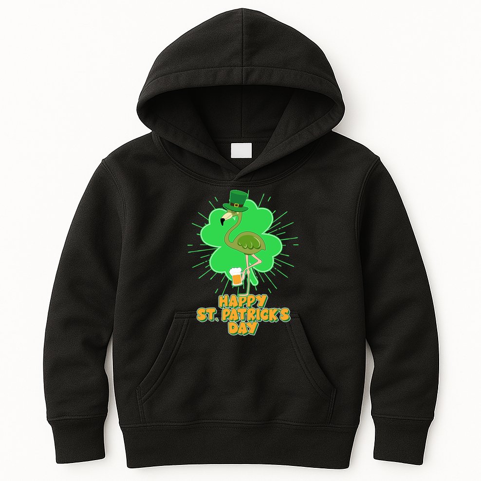 Cute St. Patrick's Day Flamingo With Beer Kids Hoodie