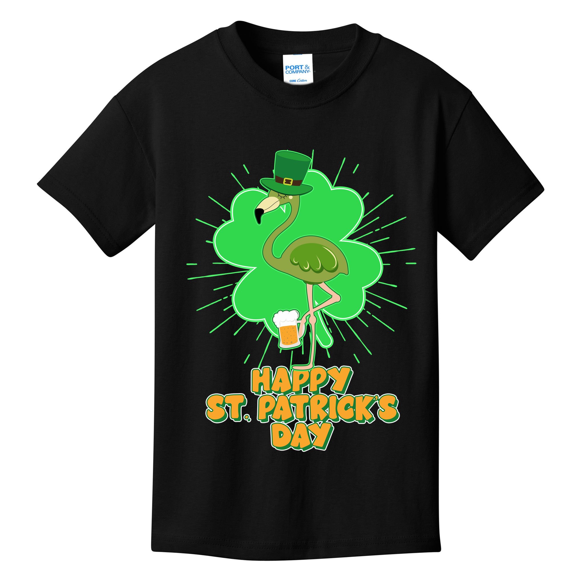 Cute St. Patrick's Day Flamingo With Beer Kids T-Shirt