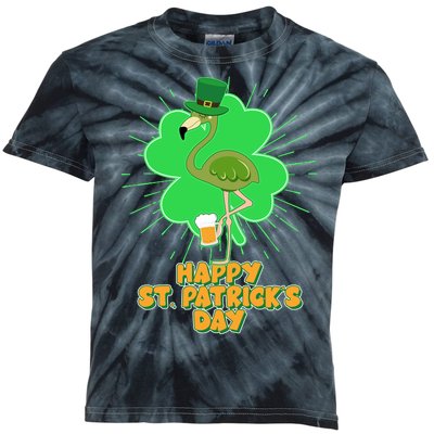 Cute St. Patrick's Day Flamingo With Beer Kids Tie-Dye T-Shirt