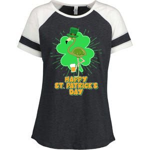 Cute St. Patrick's Day Flamingo With Beer Enza Ladies Jersey Colorblock Tee