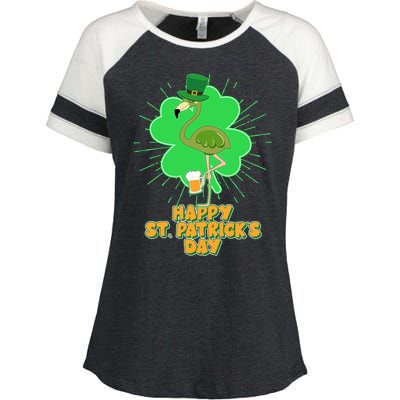 Cute St. Patrick's Day Flamingo With Beer Enza Ladies Jersey Colorblock Tee