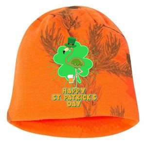 Cute St. Patrick's Day Flamingo With Beer Kati - Camo Knit Beanie