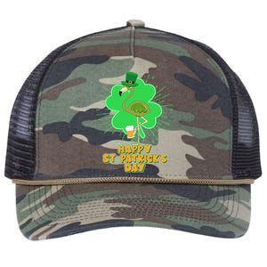 Cute St. Patrick's Day Flamingo With Beer Retro Rope Trucker Hat Cap