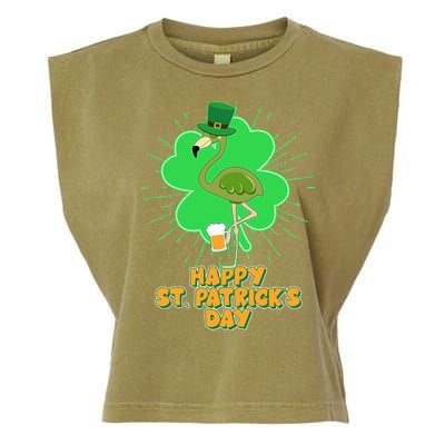 Cute St. Patrick's Day Flamingo With Beer Garment-Dyed Women's Muscle Tee