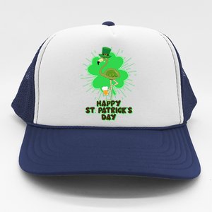 Cute St. Patrick's Day Flamingo With Beer Trucker Hat