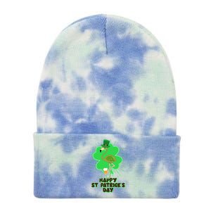 Cute St. Patrick's Day Flamingo With Beer Tie Dye 12in Knit Beanie