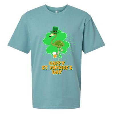 Cute St. Patrick's Day Flamingo With Beer Sueded Cloud Jersey T-Shirt