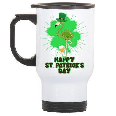 Cute St. Patrick's Day Flamingo With Beer Stainless Steel Travel Mug