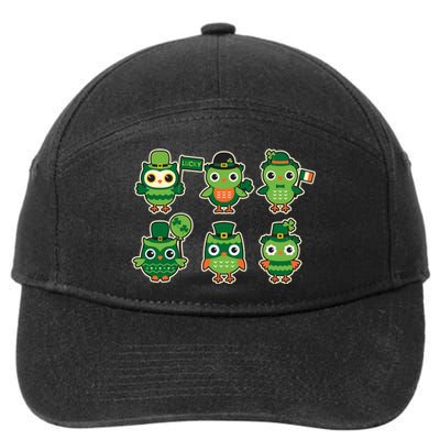 Cute St Patrick's Day Lucky Owls 7-Panel Snapback Hat