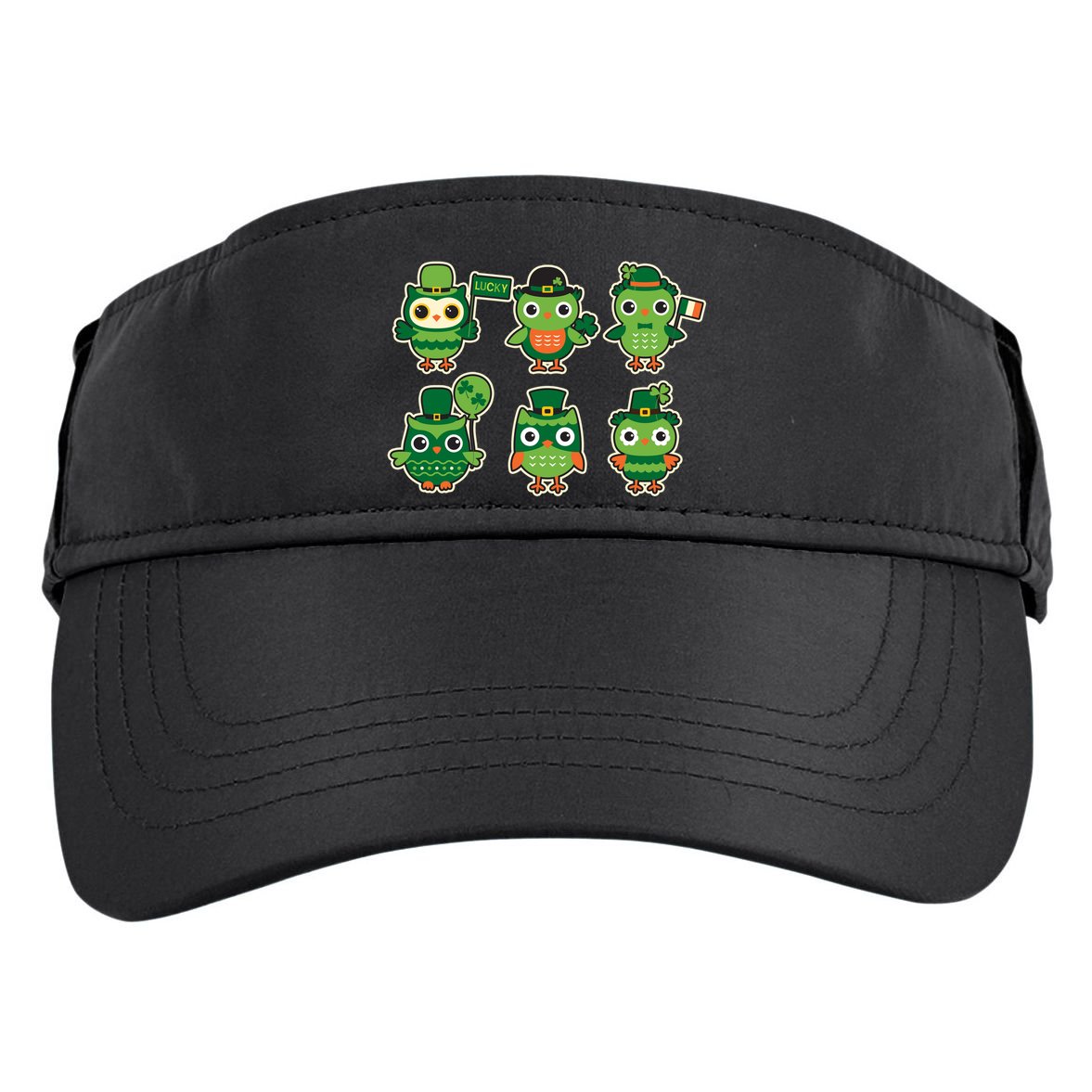 Cute St Patrick's Day Lucky Owls Adult Drive Performance Visor