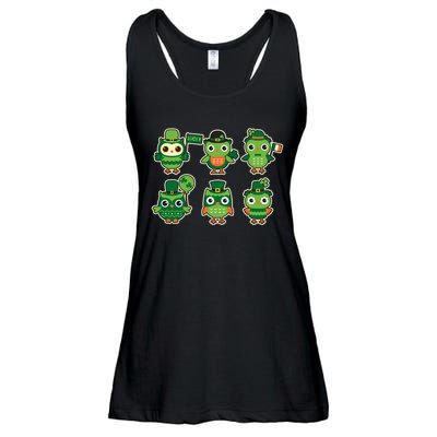 Cute St Patrick's Day Lucky Owls Ladies Essential Flowy Tank