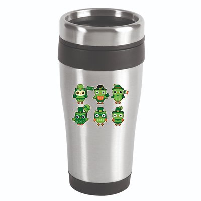 Cute St Patrick's Day Lucky Owls 16oz Travel Tumbler