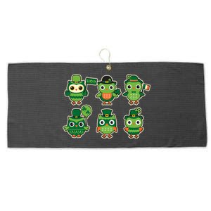 Cute St Patrick's Day Lucky Owls Large Microfiber Waffle Golf Towel