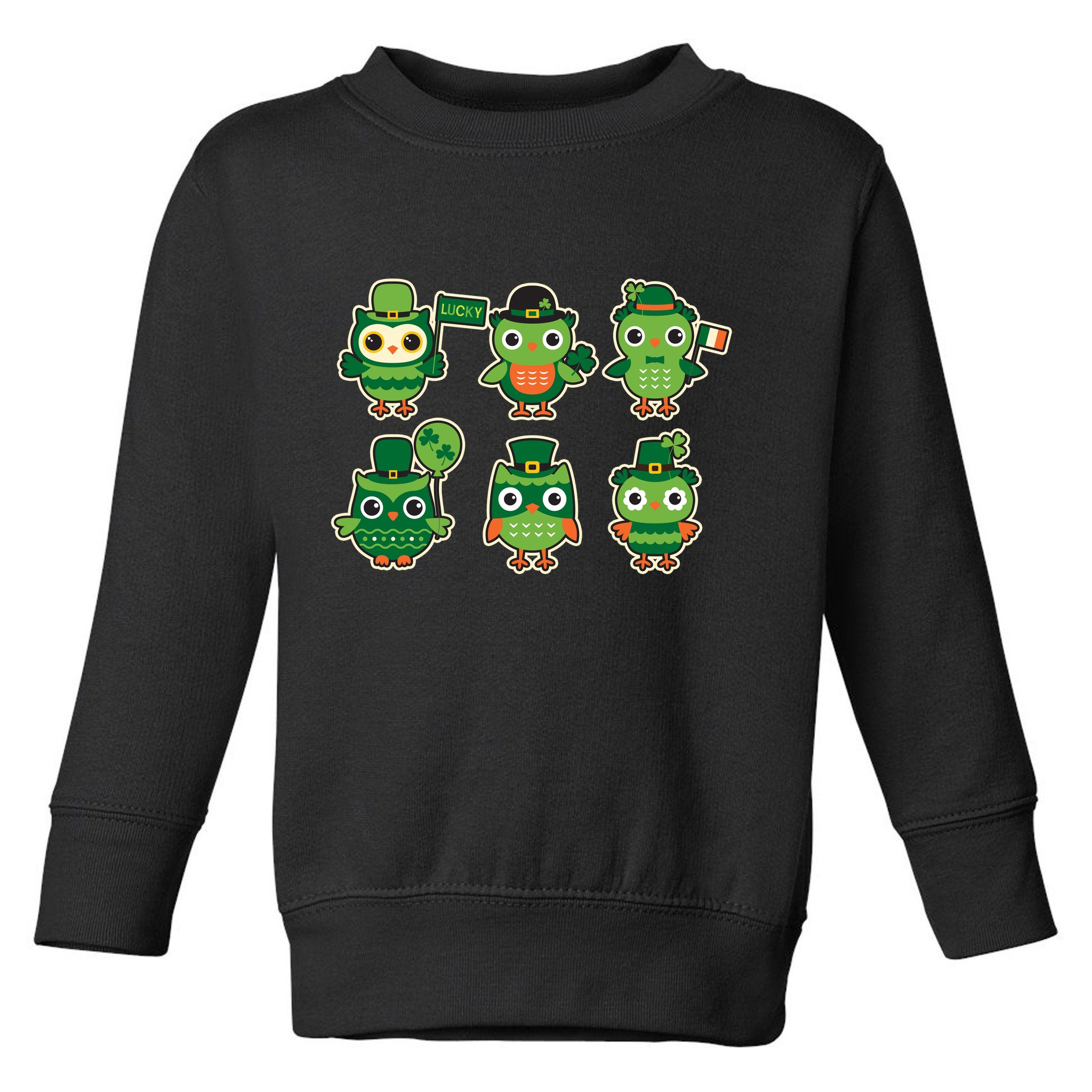 Cute St Patrick's Day Lucky Owls Toddler Sweatshirt