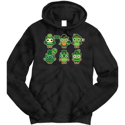 Cute St Patrick's Day Lucky Owls Tie Dye Hoodie