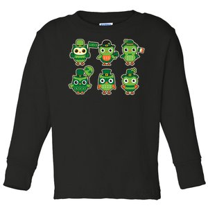 Cute St Patrick's Day Lucky Owls Toddler Long Sleeve Shirt