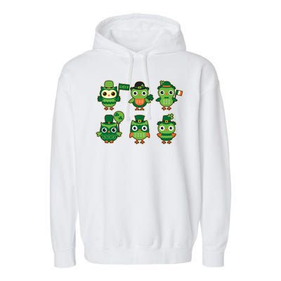 Cute St Patrick's Day Lucky Owls Garment-Dyed Fleece Hoodie