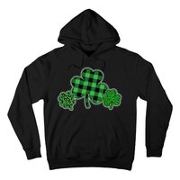 Cute St Patrick's Day Plaid Leopard Print Shamrocks Clovers Hoodie