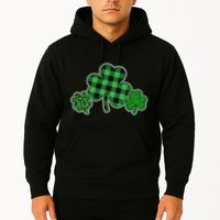 Cute St Patrick's Day Plaid Leopard Print Shamrocks Clovers Hoodie