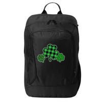 Cute St Patrick's Day Plaid Leopard Print Shamrocks Clovers City Backpack