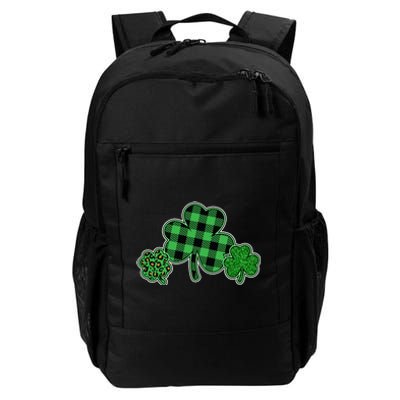 Cute St Patrick's Day Plaid Leopard Print Shamrocks Clovers Daily Commute Backpack