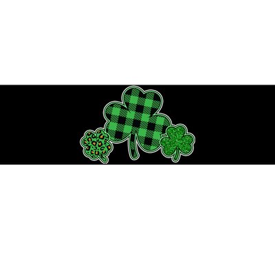 Cute St Patrick's Day Plaid Leopard Print Shamrocks Clovers Bumper Sticker