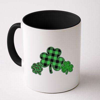 Cute St Patrick's Day Plaid Leopard Print Shamrocks Clovers Mug