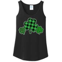 Cute St Patrick's Day Plaid Leopard Print Shamrocks Clovers Ladies Essential Tank