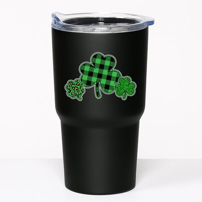 Cute St Patrick's Day Plaid Leopard Print Shamrocks Clovers Tumbler
