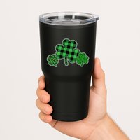 Cute St Patrick's Day Plaid Leopard Print Shamrocks Clovers Tumbler