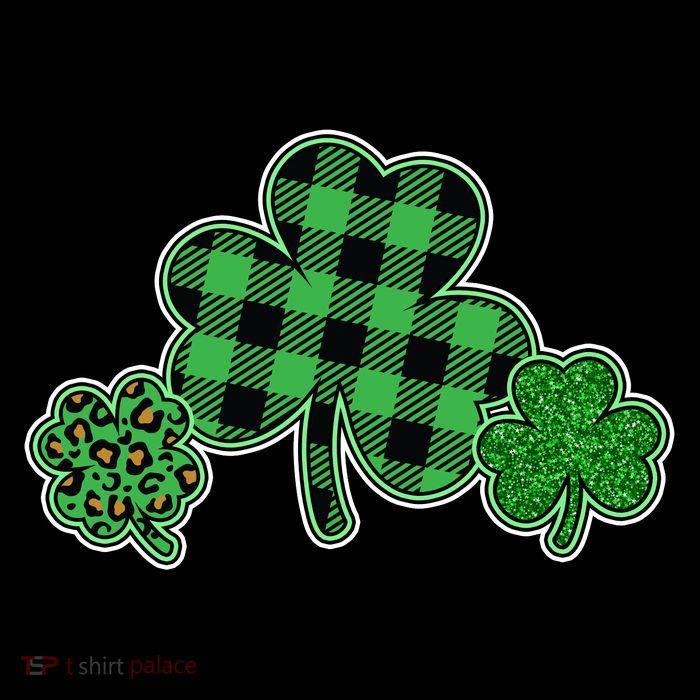 Cute St Patrick's Day Plaid Leopard Print Shamrocks Clovers Poster