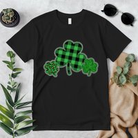 Cute St Patrick's Day Plaid Leopard Print Shamrocks Clovers Premium T-Shirt
