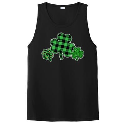 Cute St Patrick's Day Plaid Leopard Print Shamrocks Clovers PosiCharge Competitor Tank