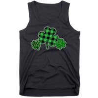 Cute St Patrick's Day Plaid Leopard Print Shamrocks Clovers Tank Top