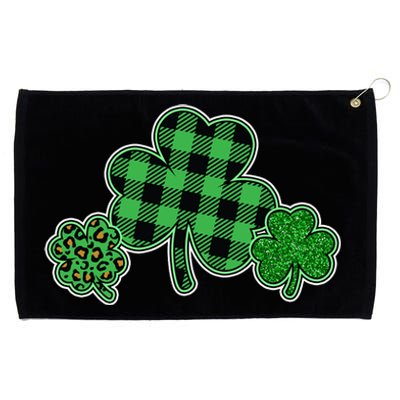 Cute St Patrick's Day Plaid Leopard Print Shamrocks Clovers Grommeted Golf Towel