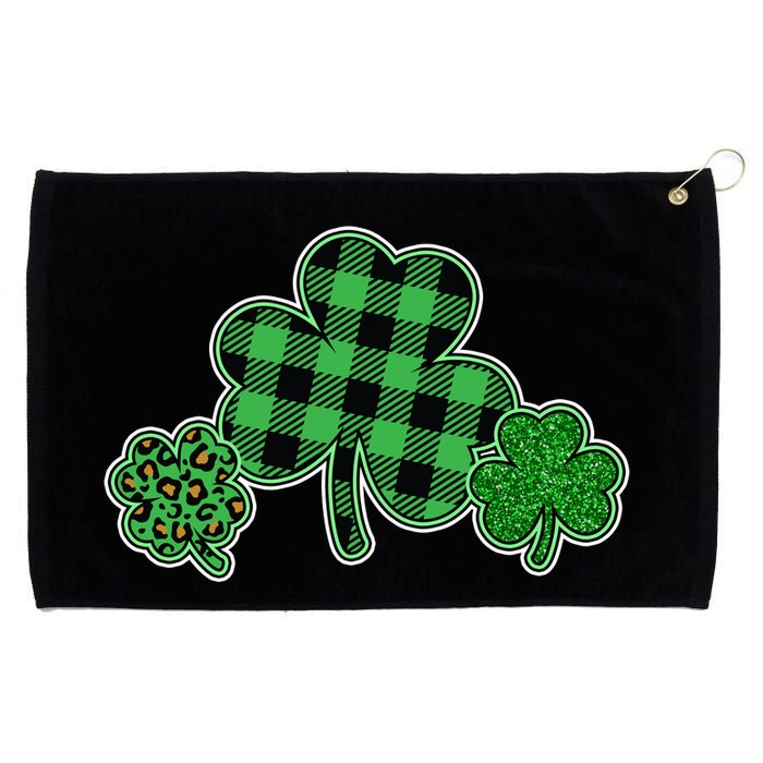 Cute St Patrick's Day Plaid Leopard Print Shamrocks Clovers Grommeted Golf Towel