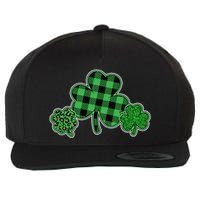 Cute St Patrick's Day Plaid Leopard Print Shamrocks Clovers Wool Snapback Cap