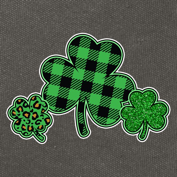 Cute St Patrick's Day Plaid Leopard Print Shamrocks Clovers Cotton Canvas Backpack