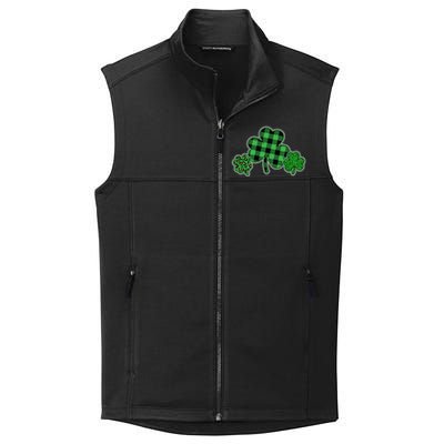 Cute St Patrick's Day Plaid Leopard Print Shamrocks Clovers Collective Smooth Fleece Vest