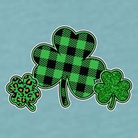 Cute St Patrick's Day Plaid Leopard Print Shamrocks Clovers Sueded Cloud Jersey T-Shirt