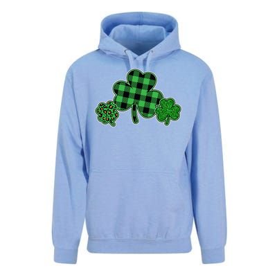 Cute St Patrick's Day Plaid Leopard Print Shamrocks Clovers Unisex Surf Hoodie