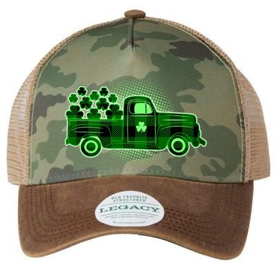 Cute St Patrick's Day Plaid Pick Up Truck Full Of Shamrocks Clovers Legacy Tie Dye Trucker Hat