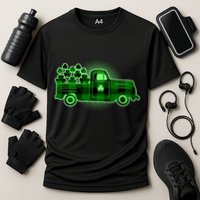 Cute St Patrick's Day Plaid Pick Up Truck Full Of Shamrocks Clovers Cooling Performance Crew T-Shirt